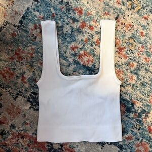 Elegant White Ribbed Tank Top-NWOT